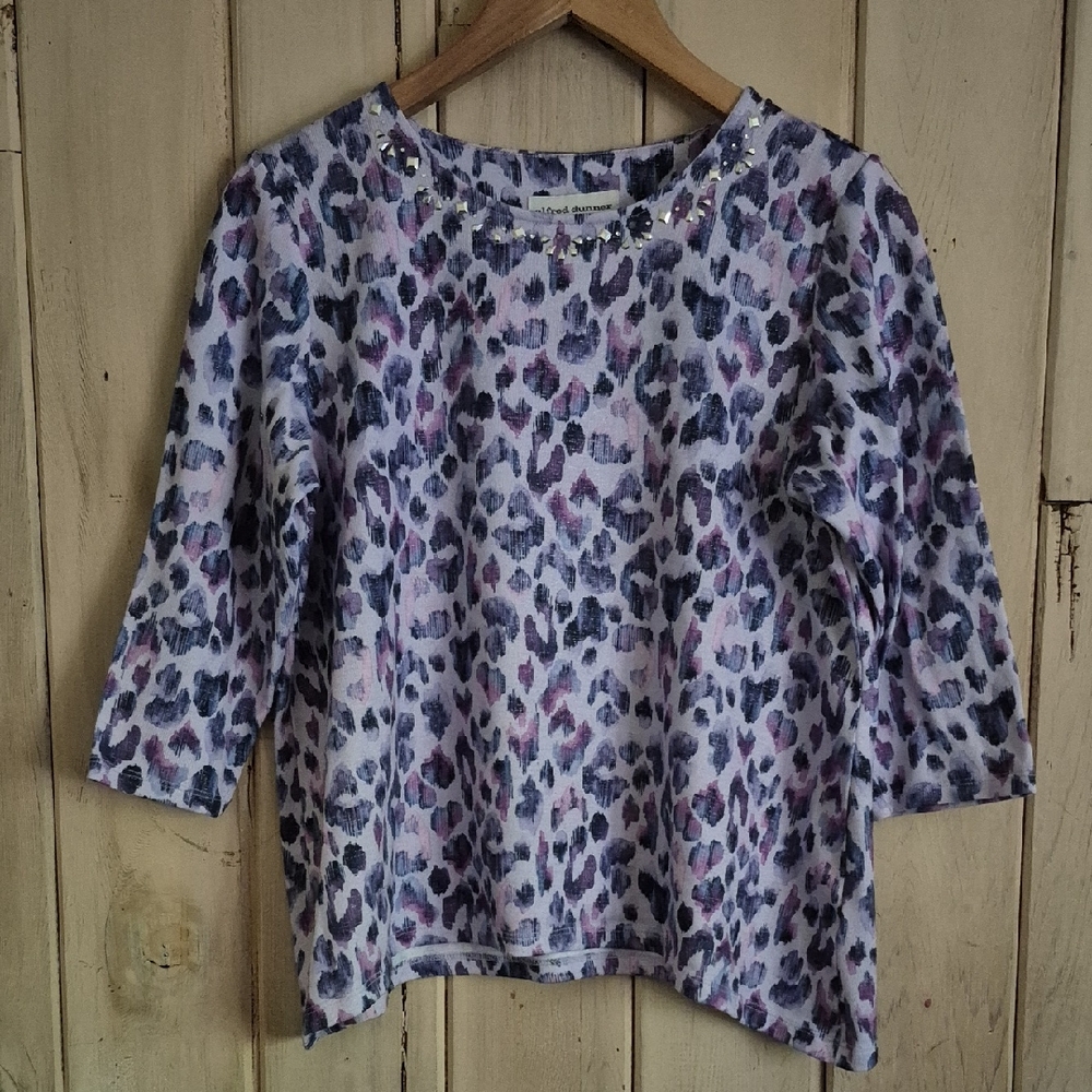Alfred Dunner Purple And Pink 3/4 Sleeve Blouse